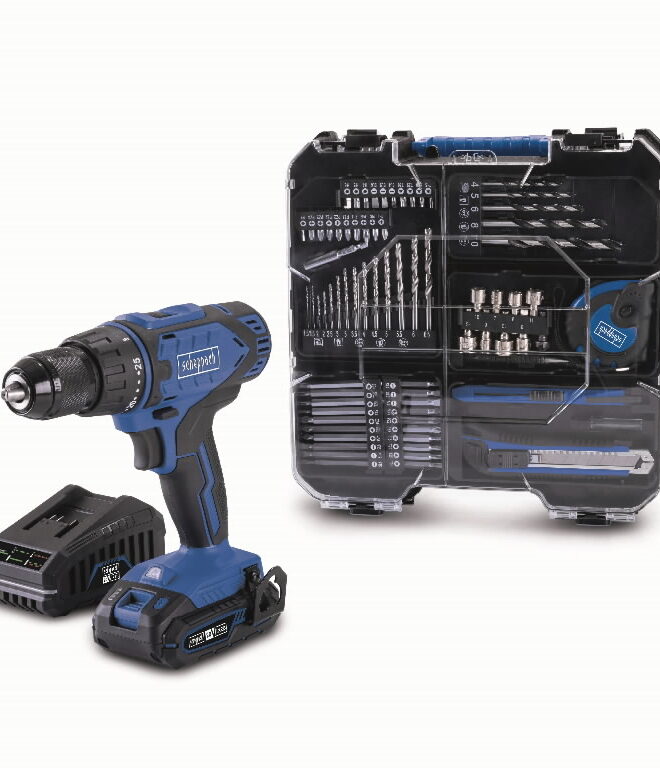 Akutrell C-DTB74/1-X, koos 74-osalise tarvikutekomplektiga, Scheppach