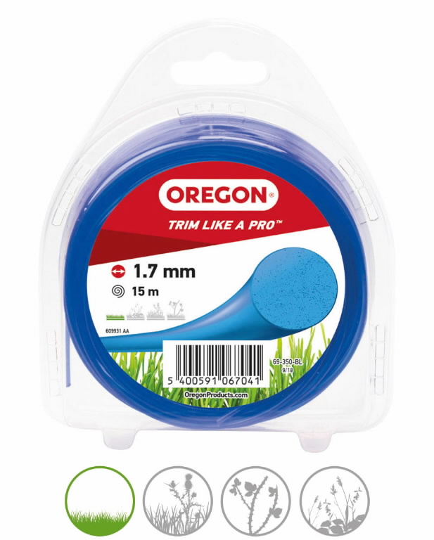 Trimmeri tamiil, ümmargune, sinine, 1,7 mm, 15 m, OREGON