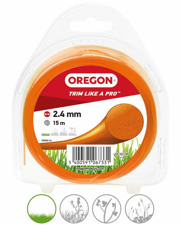 Trimmeri tamiil, ümmargune, oranž, 2,4 mm, 15 m, OREGON